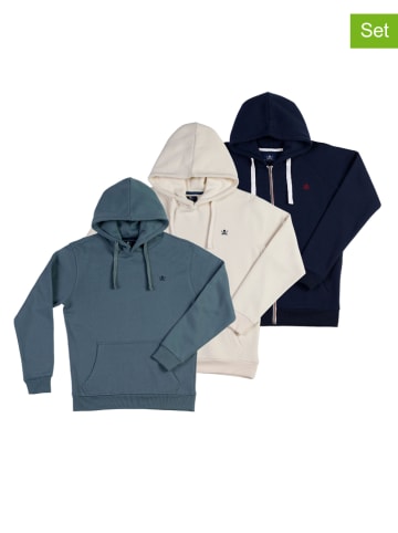 The Time of Bocha 3er-Set: Hoodies in Blau/ Weiß/ Dunkelblau