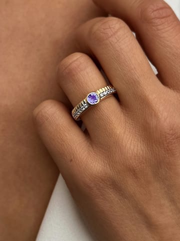 Les Petites Précieuses Vergulde ring met edelstenen