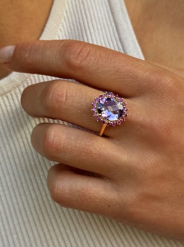 Les Petites Précieuses Vergulde ring met edelstenen