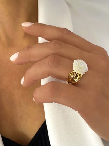 Les Petites Précieuses Vergold. Ring mit Edelsteinen und Perlmutt