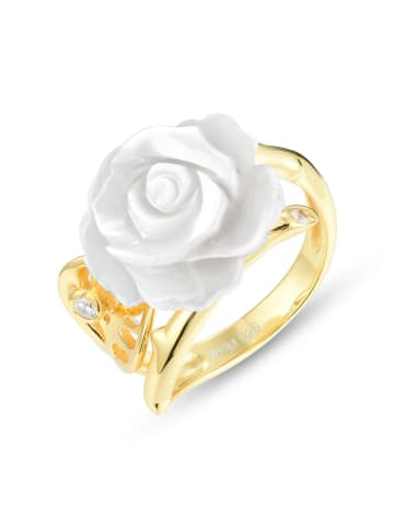 Les Petites Précieuses Vergold. Ring mit Edelsteinen und Perlmutt