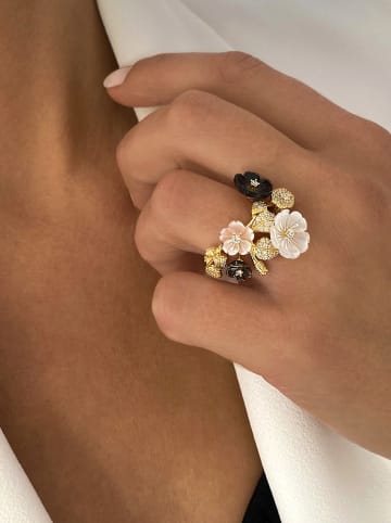 Les Petites Précieuses Vergold. Ring mit Edelsteinen und Perlen