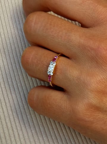 Les Petites Précieuses Vergulde ring met edelstenen