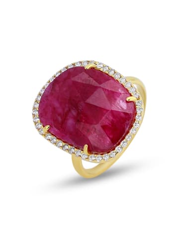 Les Petites Précieuses Pozłacany pierścionek z kamieniami szlachetnymi