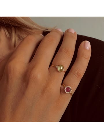 Les Petites Précieuses Vergulde ring met edelstenen