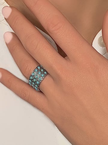 Nomad Srebrny pierścionek z kamieniami ozdobnymi