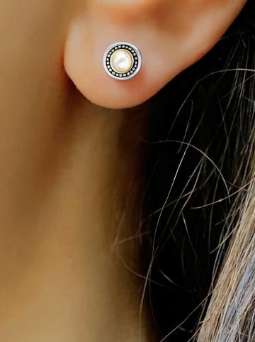 Nomad Pozłacane kolczyki-wkrętki z masą perłową