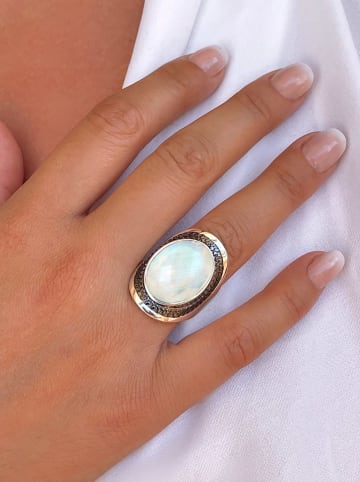 Nomad Vergulde ring met edelsteen