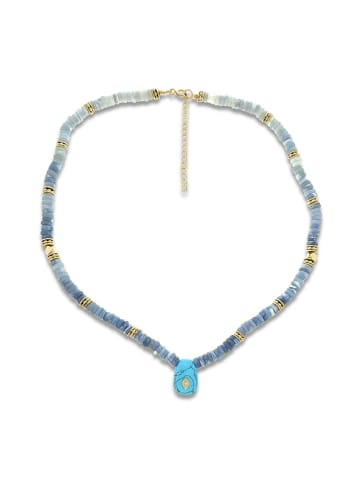 Taboo Pozłacany naszyjnik z kamieniami szlachetnymi - dł. 40 cm