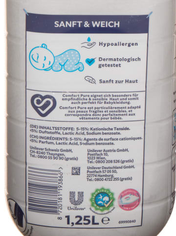 Comfort 4er-Set: Weichspüler ''Pure Hypoallergen'', je 1,25 l