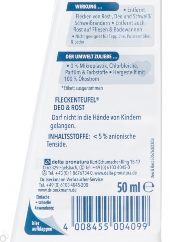 Dr. Beckmann 3er-Set: Fleckenteufel "Rost & Deo", je 50 ml