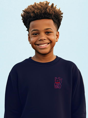 WOOOP Sweatshirt "Glitch cat" in Dunkelblau