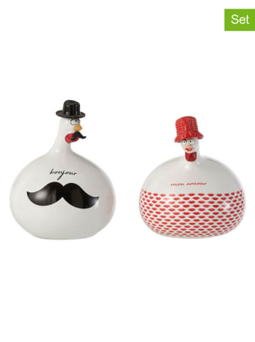 J Line Figurki dekoracyjne (2 szt.) w kolorze biało-czarno-czerwonym - wys. 21 cm