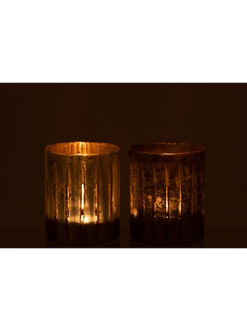 J Line 2er-Set: Windlichter ''Linie in Gold - (H)15,5 x Ø 13 cm