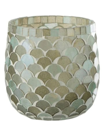 J Line Świecznik "Mosaik" w kolorze błękitnym - wys. 12,5 x Ø 12 cm