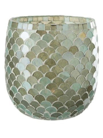 J Line Świecznik "Mosaik" w kolorze błękitnym - wys. 16 x Ø 15,5 cm
