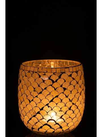 J Line Świecznik "Mosaik" w kolorze błękitnym - wys. 16 x Ø 15,5 cm