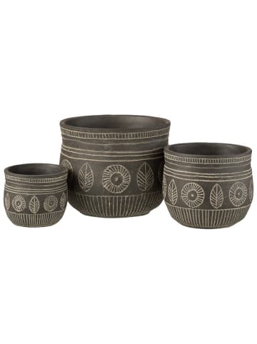 J Line Übertopf "Fresko L'' in Grau - (H)19 x Ø 23,5 cm