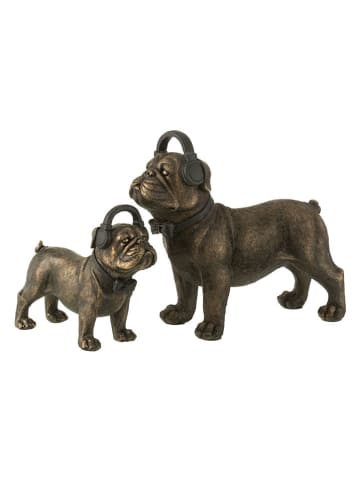 J Line Figurka dekoracyjna "Bulldog" w kolorze brązowym - 28 x 25 x 11 cm