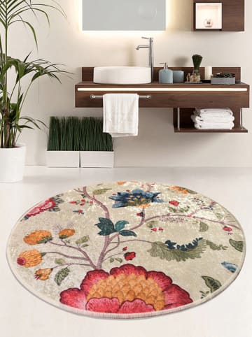 Colorful Cotton Dywanik łazienkowy w kolorze beżowym ze wzorem