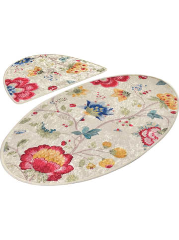 Colourful Cotton Dywaniki łazienkowe (2 szt.) "Arya" w kolorze beżowym ze wzorem