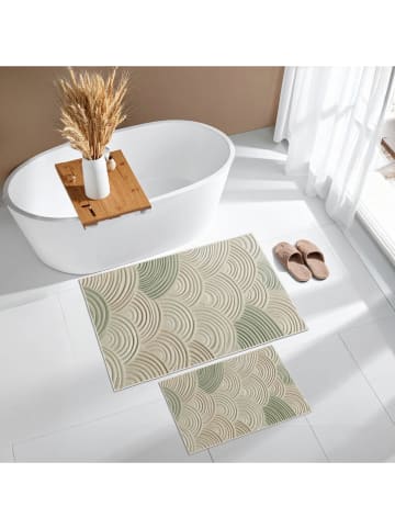 Colourful Cotton 2er-Set: Badvorleger in Grün/ Beige