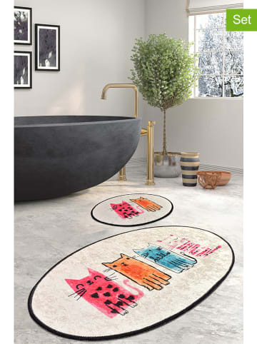 Colourful Cotton 2er-Set: Badvorleger in Beige/ Bunt