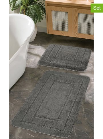 Colourful Cotton Dywaniki łazienkowe (2 szt.) "Cerceve" w kolorze antracytowym
