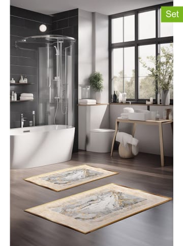 Colourful Cotton Dywaniki łazienkowe (2 szt.) w kolorze złoto-białym