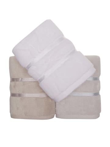 Colourful Cotton 3-delige set: handdoeken "Dolce" wit/lichtblauw/lichtbruin