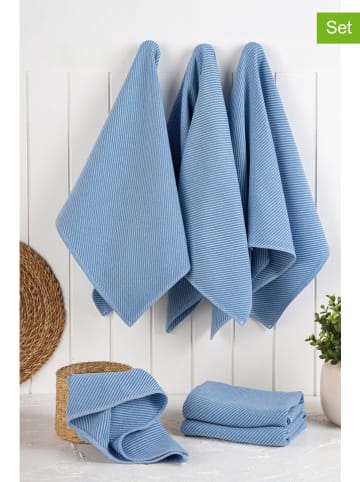 Colourful Cotton 6-delige set: theedoeken blauw