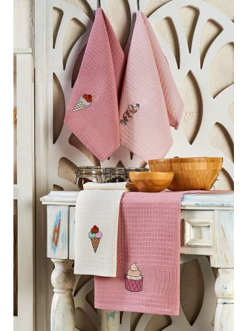 Colourful Cotton Ściereczki (6 szt.) w kolorze kremowo-różowo-jasnoróżowym do naczyń