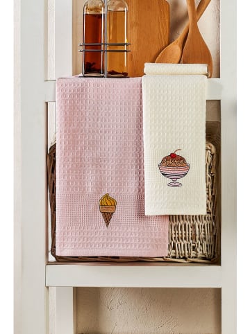 Colourful Cotton 6er-Set: Geschirrtücher "Marin" in Creme/ Pink/ Rosa