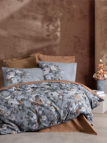 Colourful Cotton Komplet pościeli renforcé w kolorze błękitno-jasnobrązowym