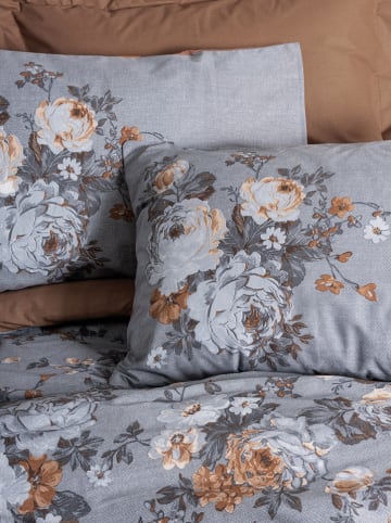 Colourful Cotton Komplet pościeli renforcé w kolorze błękitno-jasnobrązowym