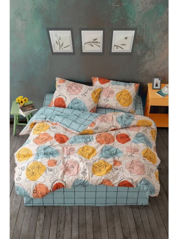 Colourful Cotton Komplet pościeli renforcé "Modern" w kolorze błękitnym ze wzorem