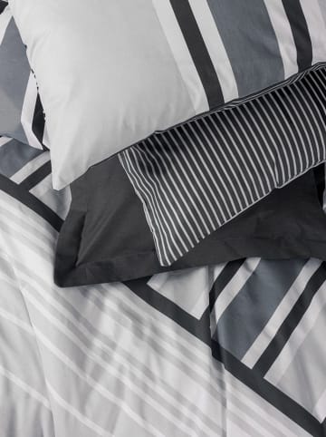 Colourful Cotton Komplet pościeli renforcé "Nobby" w kolorze antracytowo-białym