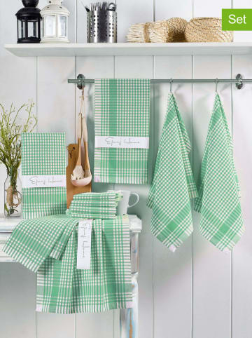 Colourful Cotton 10-delige set: theedoeken groen