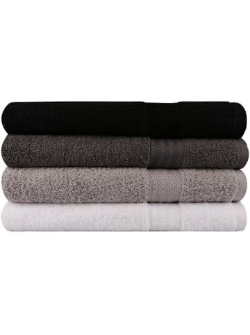 Colourful Cotton 4er-Set: Duschtücher in Schwarz/ Grau/ Weiß