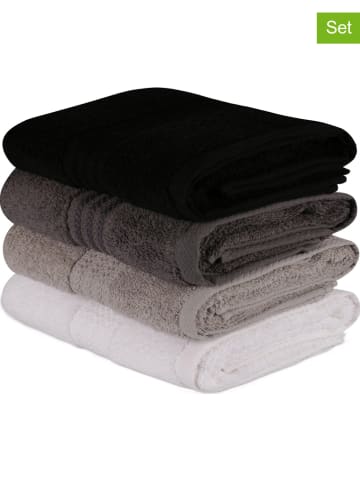 Colourful Cotton 4er-Set: Handtücher "Rainbow" in Schwarz/ Braun/ Weiß