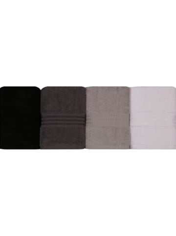 Colourful Cotton 4-delige set: handdoeken "Rainbow" zwart/bruin/wit