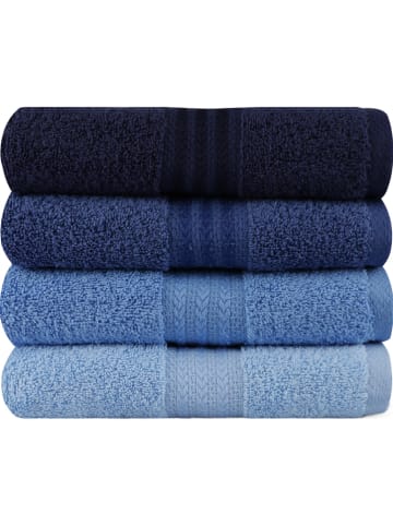 Elizabed 4-delige set: badhanddoeken zwart/blauw