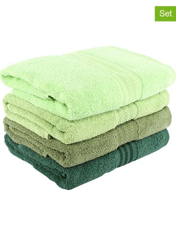 Colourful Cotton 4-delige set: badhanddoeken "Rainbow" groen