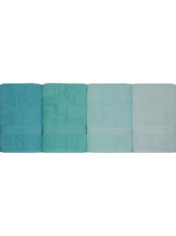 Colourful Cotton 4er-Set: Duschtücher "Rainbow" in Türkis/ Grün