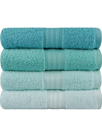 Colourful Cotton 4-delige set: handdoeken "Rainbow" blauw/groen