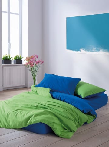Colourful Cotton Renforcé-Bettwäsche-Set ''Sage'' in Grün/ Blau
