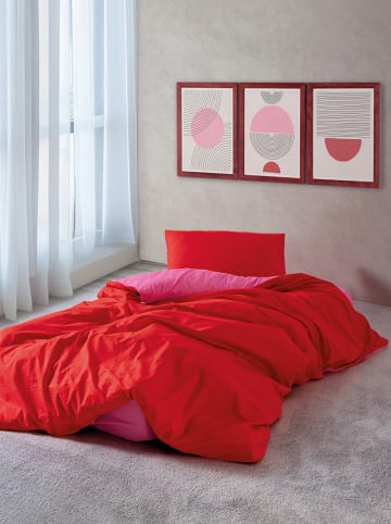 Colourful Cotton Komplet pościeli renforcé w kolorze różowo-czerwonym