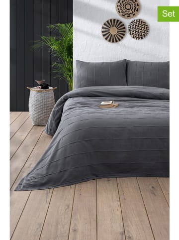Colourful Cotton 3-delige bedspreiset "Sedef" antraciet