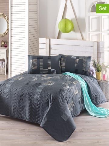 Colourful Cotton 3-delige bedspreiset "Trace" antraciet