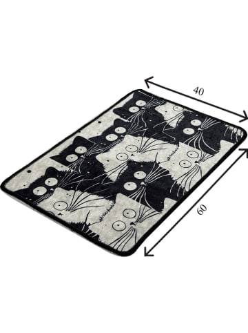 Colorful Cotton Badvorleger "White Cats" in Schwarz/ Weiß